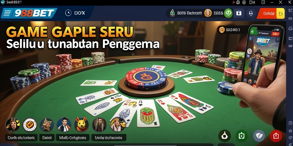 Screenshot gameplay 988BET dengan tampilan menarik saat bermain Gaple.