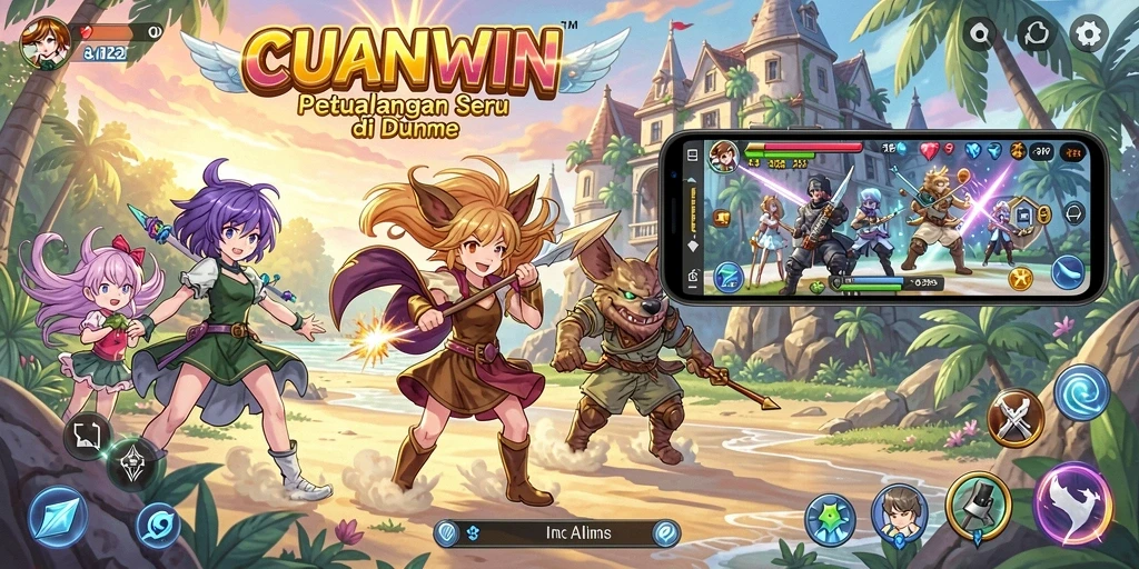 Tangkapan layar CUANWIN menampilkan aksi seru dalam pertarungan Anime.