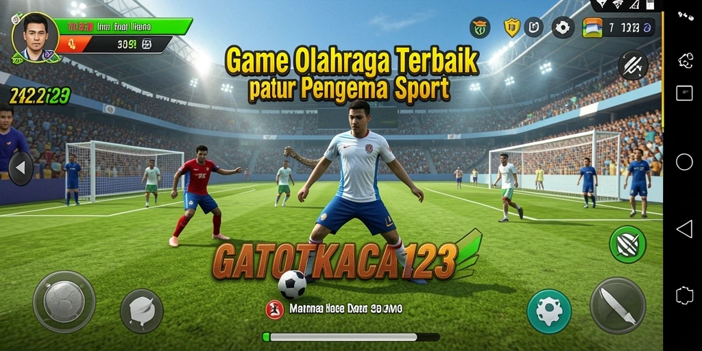Tampilan gameplay mendebarkan dari GATOTKACA123 yang menunjukkan aksi olahraga penuh semangat.