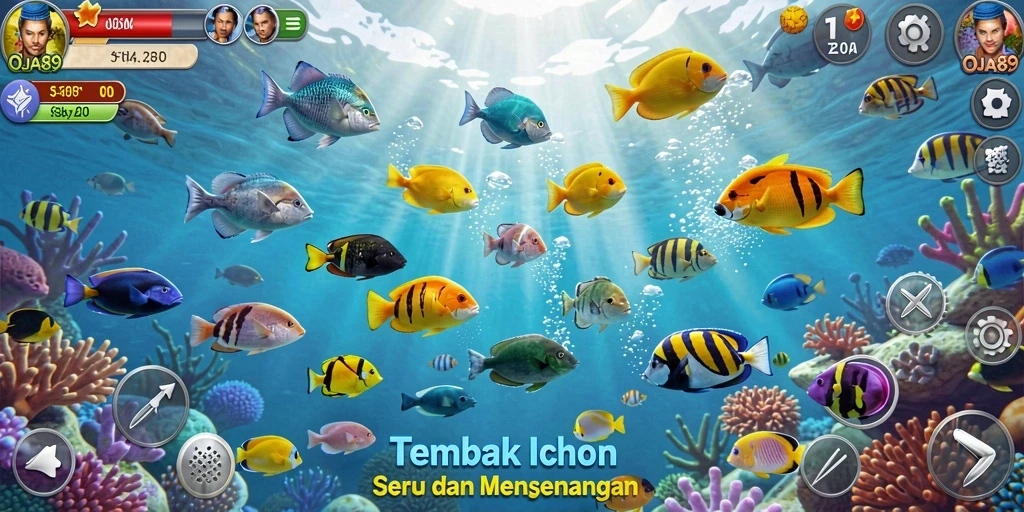 Gameplay seru OJA89 saat menembak ikan di laut.