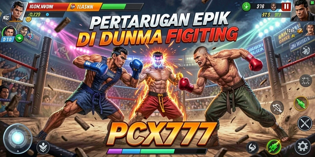 Tangkapan layar utama PCX777 menampilkan pertarungan yang mendebarkan dan grafis yang memukau.