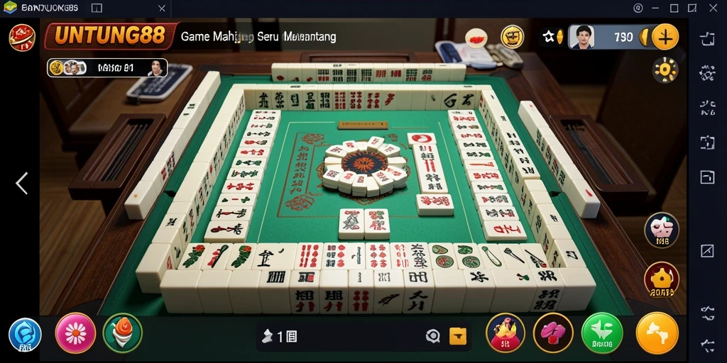 Screenshot gameplay utama UNTUNG88 yang menampilkan aksi Mahjong yang seru.